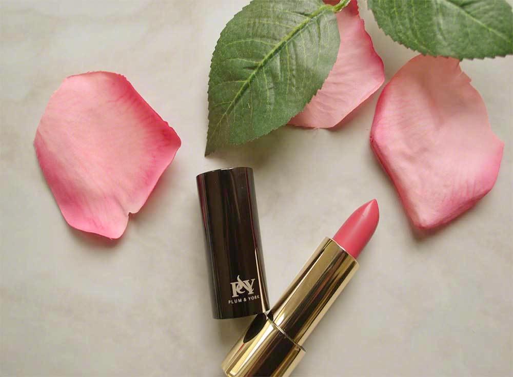 London Primrose Petals lipstick by Plum & York, pink lipstick, makeup for olive to darker skin