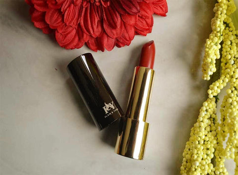Mexican Fiesta Roja lipstick by Plum & York, red lipstick, makeup for olive to darker skin